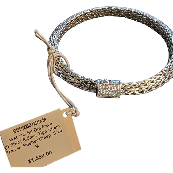 JOHN HARDY Classic Sterling Silver Chain Diamond Bracelet - Gift Wrapped! - Picture 7 of 8